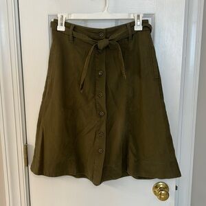 Talbots Army green A-line Skirt with tie belt